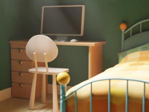 CARTOON BEDROOM 002 3D Model