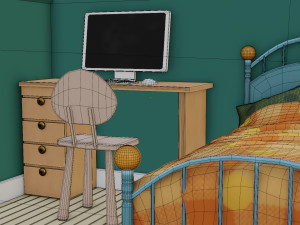CARTOON BEDROOM 002 3D Model