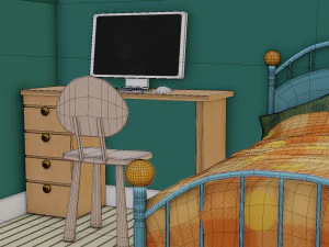 CARTOON BEDROOM 002 3D Model