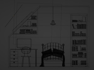 CARTOON BEDROOM 002 3D Model