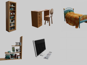 CARTOON BEDROOM 002 3D Model