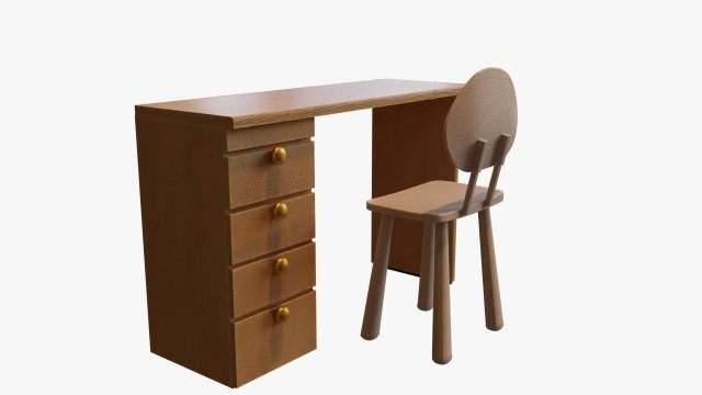 Cartoon wooden desk Modèle 3D .c4d .max .obj .3ds .fbx .stl .blend