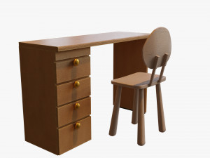 Cartoon wooden desk 3D Model