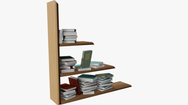 Cartoon Wall shelf with books 3D Model .c4d .max .obj .3ds .fbx .stl .blend 
