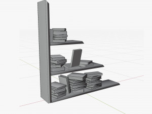 Cartoon Wall shelf with books 3D Model