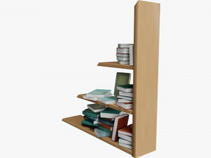 Cartoon Wall shelf with books 3D Model