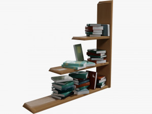 Cartoon Wall shelf with books 3D Model