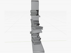Cartoon Wall shelf with books 3D Model