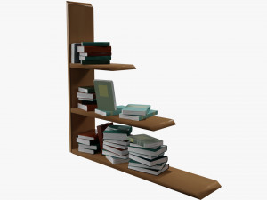 Cartoon Wall shelf with books 3D Model