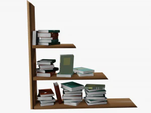 Cartoon Wall shelf with books 3D Model