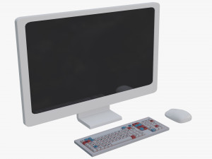 Cartoon White Computer Desktop 3D Model