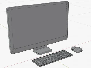 만화 흰색 컴퓨터 바탕 화면 3D 모델