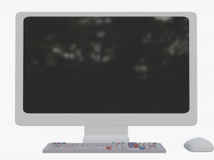 Cartoon White Computer Desktop 3D 模型