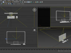 만화 흰색 컴퓨터 바탕 화면 3D 모델