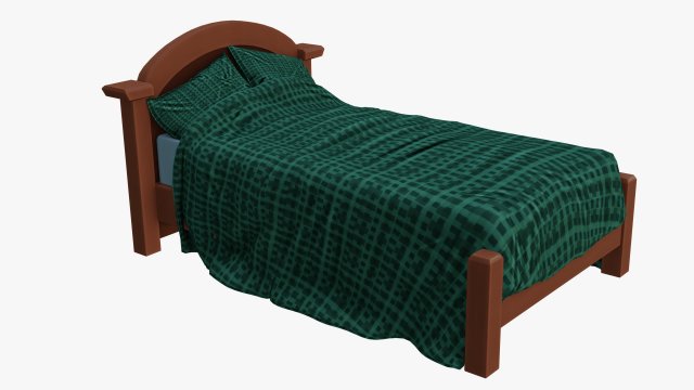 Cartoon Wood Bed Modèle 3D .c4d .max .obj .3ds .fbx .stl .blend 