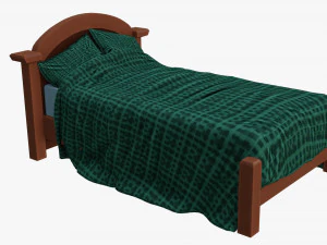 Letto in legno dei cartoni animati Modello 3D