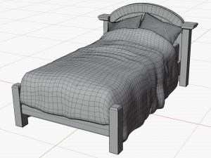 Cartoon Wood Bed Modèle 3D