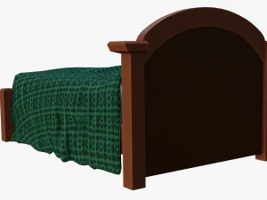 Cartoon Wood Bed 3D Model