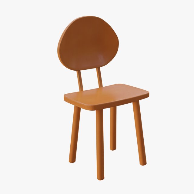 Cartoon brown wooden chair 3D 모델 .c4d .max .obj .3ds .fbx .stl .blend 