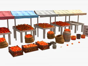 Mercato - Vecchio Negozio - Stile Cartoon Modello 3D