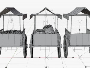 Old Cart with Food 3D 模型