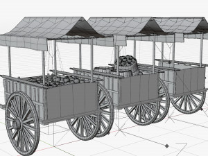 Old Cart with Food 3D 模型