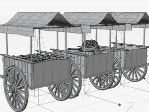 Old Cart with Food 3D Model
