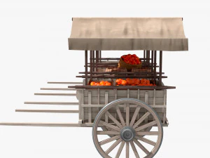 Old Cart with Food 3D Model