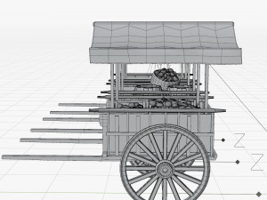 Old Cart with Food 3D 模型