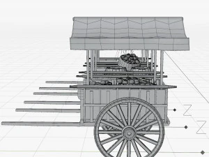 Old Cart with Food 3D Model