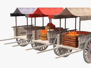 Old Cart with Food 3D Model