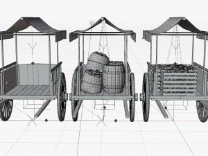Old Cart with Food 3D Model
