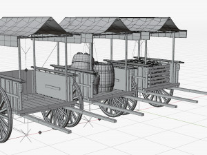 Old Cart with Food 3D 模型