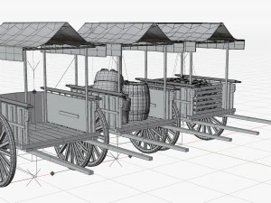 Old Cart with Food 3D Model