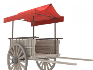 Old Cart with Food 3D Model