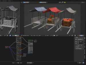 Old Cart with Food 3D 模型