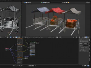 Old Cart with Food 3D Model