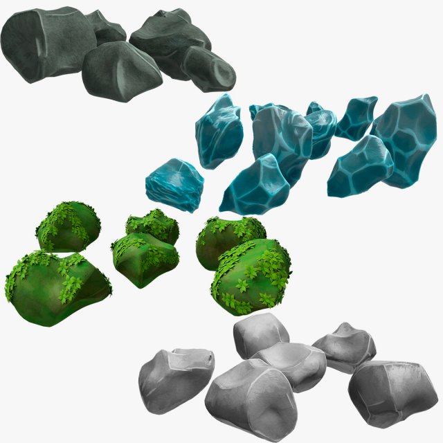 Stylized Rock for Cartoon and Anime 3Dモデル .c4d .max .obj .3ds .fbx .stl .blend 