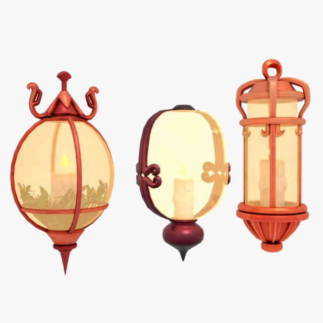Stylized Fantasy Floating Lamp for Halloween 3D मॉडल .c4d .max .obj .3ds .fbx .stl .blend 