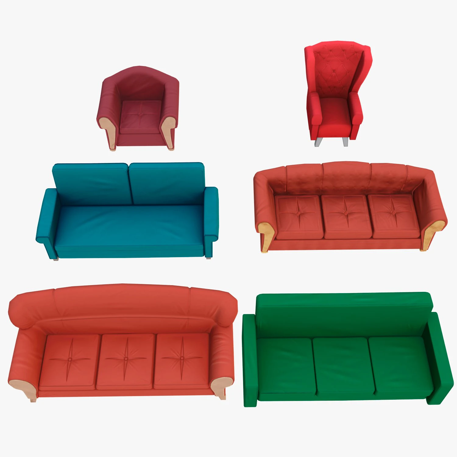 Cartoon Sofa Model 3D Model .c4d .max .obj .3ds .fbx .stl .blend 