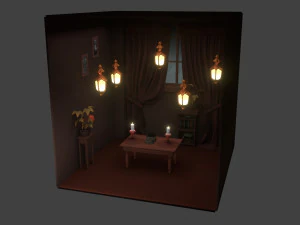 Halloween Cartoon Room 3D Model