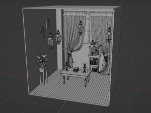 Halloween Cartoon Room 3D Model