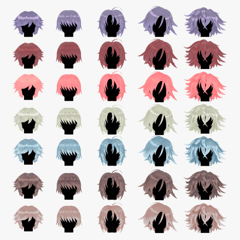 Anime Style Hair - 03 Model 3D .c4d .max .obj .3ds .fbx .stl .blend 