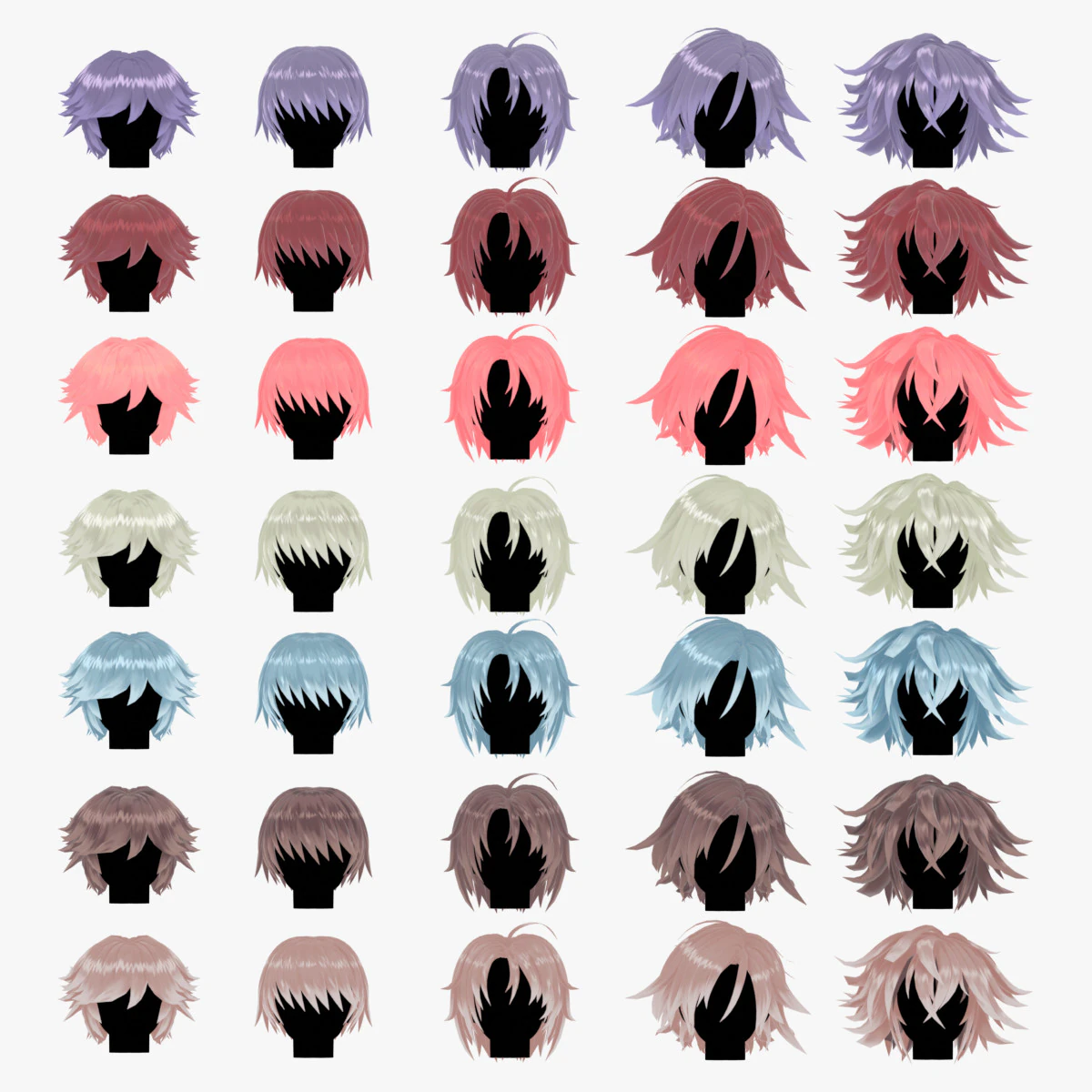Anime Style Hair - 03 3D Model .c4d .max .obj .3ds .fbx .stl .blend 