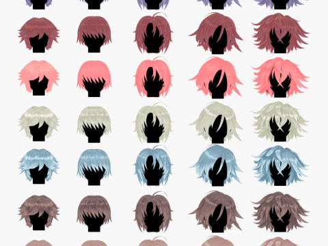 Anime Style Hair - 03 3D Модель
