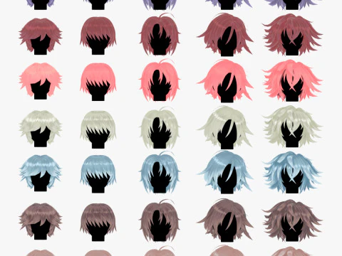 Cheveux de style anime - 03 Modèle 3D