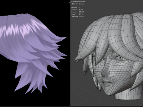 Anime Style Hair - 03 Model 3D