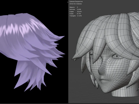 Anime Style Hair - 03 3D Model