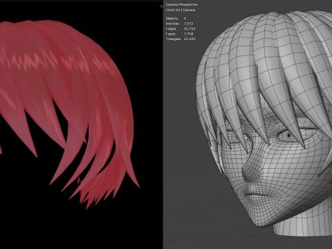 Anime Style Hair - 03 Model 3D