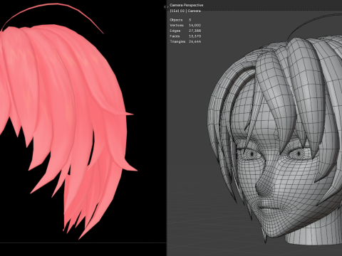 Anime Style Hair - 03 Model 3D